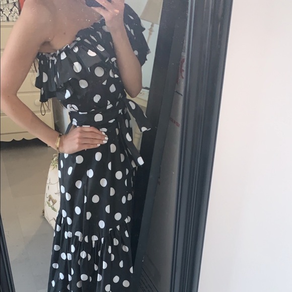 Caroline constas Rhea polka dot one shoulder gown - Picture 3 of 11